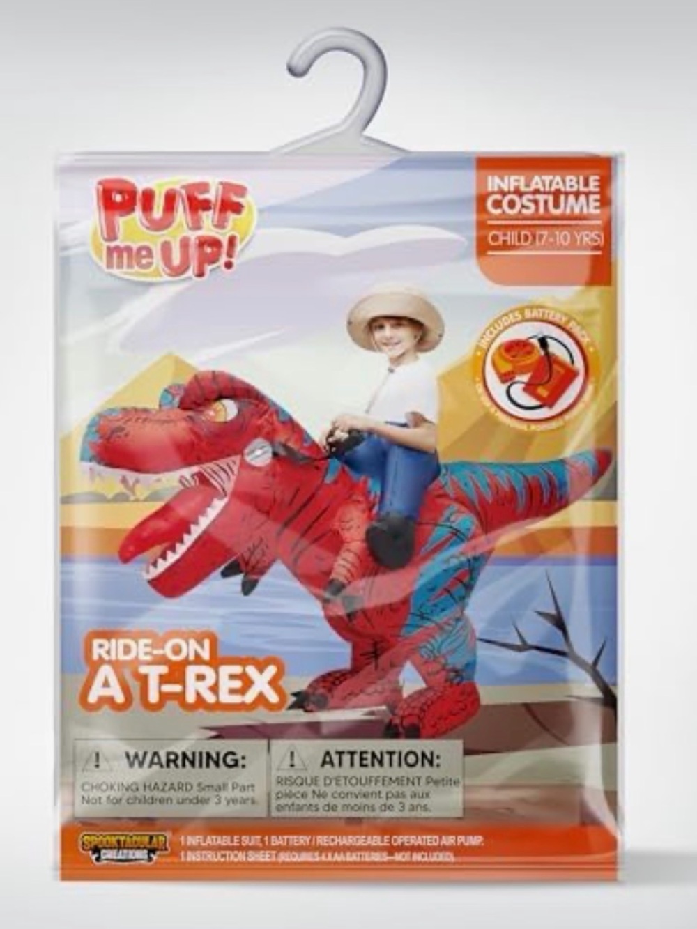 Puff me Up! Ride on a T-Rex Inflatable Costume - Child Sz 7-10 yrs